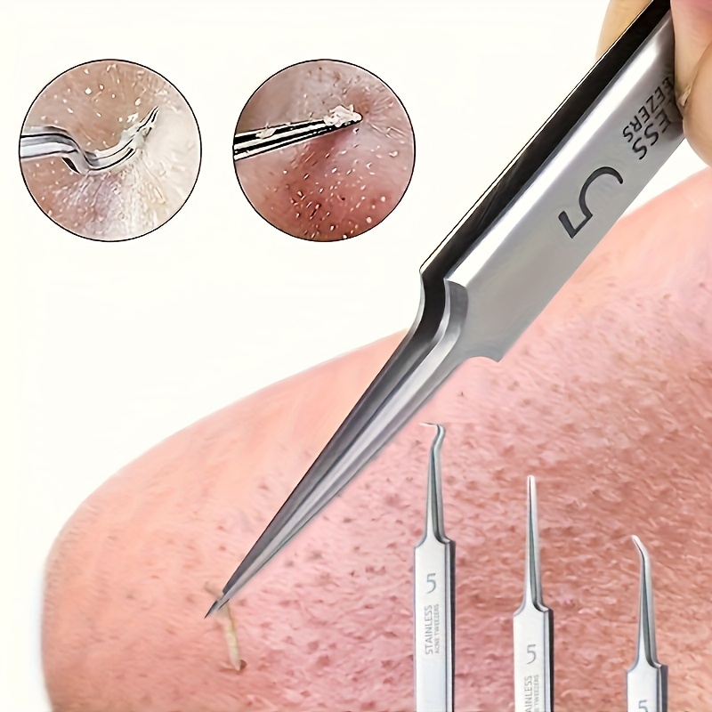 1/3/8pcs Stainless Steel Pimples Remover Tweezers Ultra-Fine Precision for Blackheads,Deep Cleansing, Hypoallergenic Tools