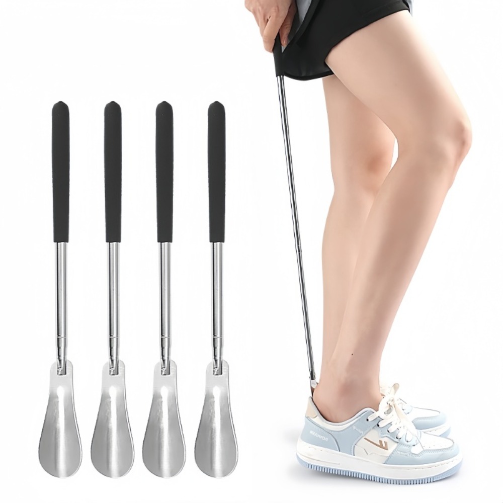 Telescopic Shoe Horn Stainless Steel Adjustable Shoehorn With Long Handle For Elderly Pregnant Woman Flexible Design Durable