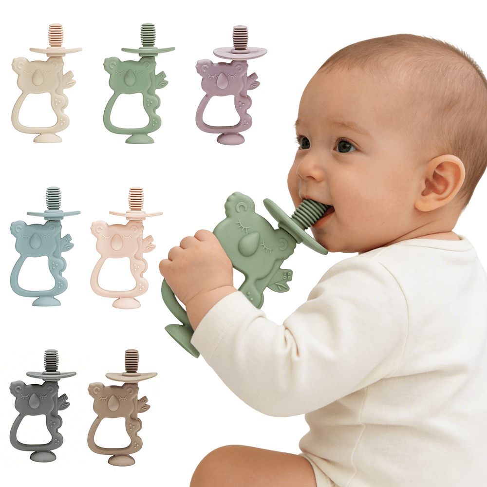 1PCS Cartoon Koala Baby Silicone Toothbrush Anti-Cheating Feeding Hands Toy Food-Grade Infant Grinding Tooth T-Feeding Hands