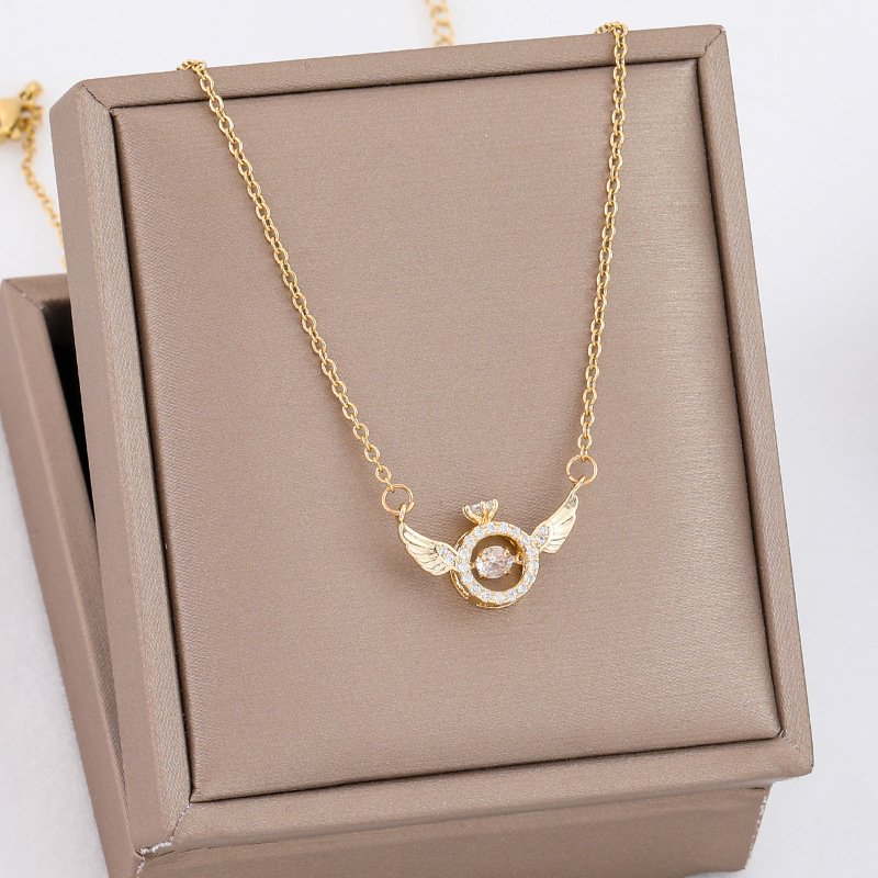 Trendy Sweet Gold Color Stainless Steel Necklaces For Women Korean Fashion Female Pendant Clavicle Chain Jewelry Wholesale