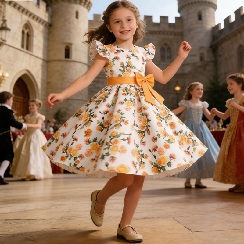 Girls Party Dresses Elegant Flower Princess Dress Birthday Elegant Wedding Bridesmaid Festive Dress For Girl Evening Prom Gown