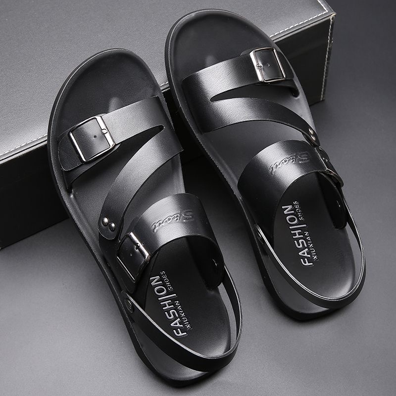 Summer New Shoes for Men Fashion Genuine Leather Sandals Casual Slipper Man Cool Beach Shoes