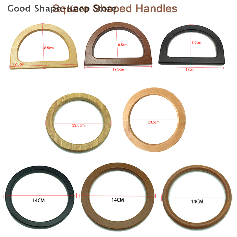 Bag Handbag Replacement Solid Wood Handle Diy Handmade Woven Purse Handles Ring Portable Parts Accessories