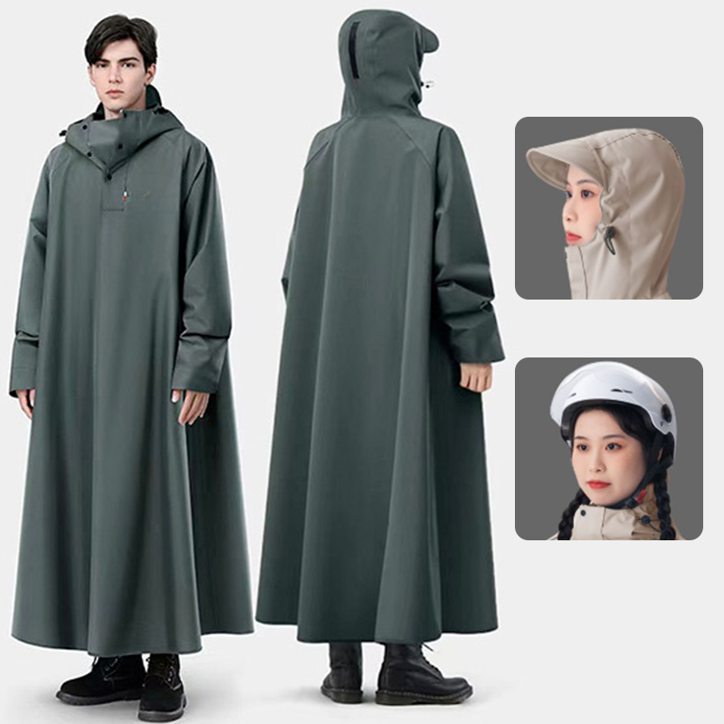 HUA HUA Thicken Oxford Waterproof Rain Gear Rain Poncho Unisex Fashion Rain Coat Long Raincoat Loose Oversized Hooded Rainwear