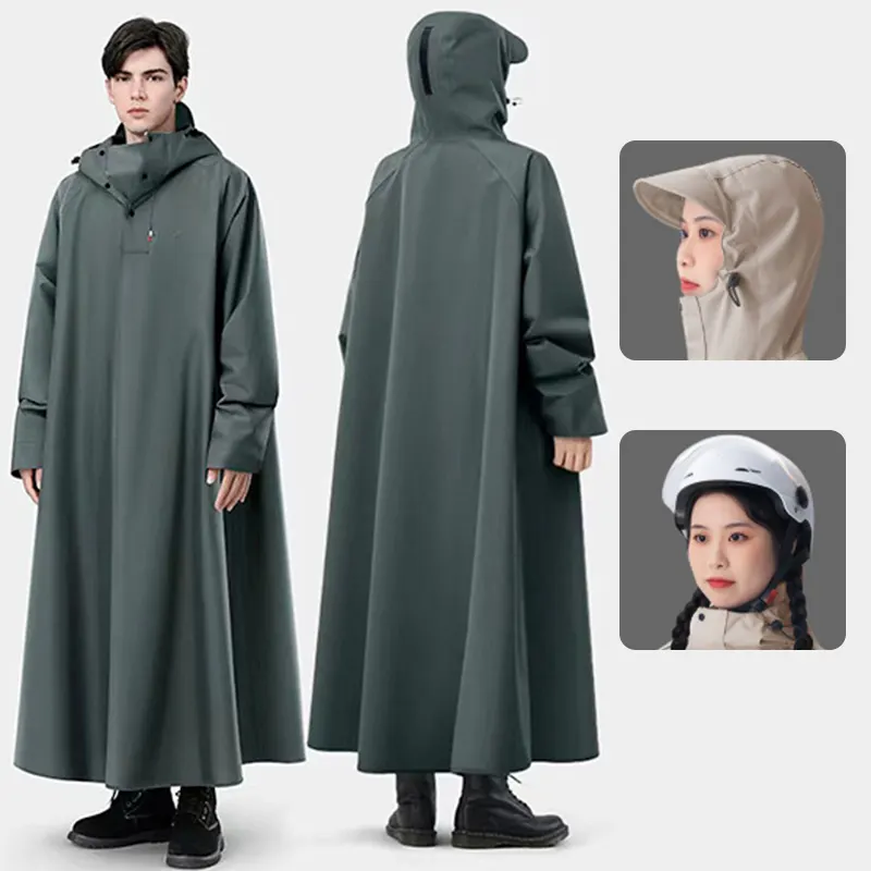 HUA HUA Thicken Oxford Waterproof Rain Gear Rain Poncho Unisex Fashion Rain Coat Long Raincoat Loose Oversized Hooded Rainwear