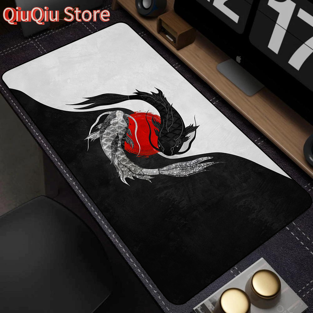 Large Mouse Pad Yin-yang Fish HD Black & White Sakura Computer Office Table Pc Gaming Non-slip Japanese Kawaii Desk Accessories