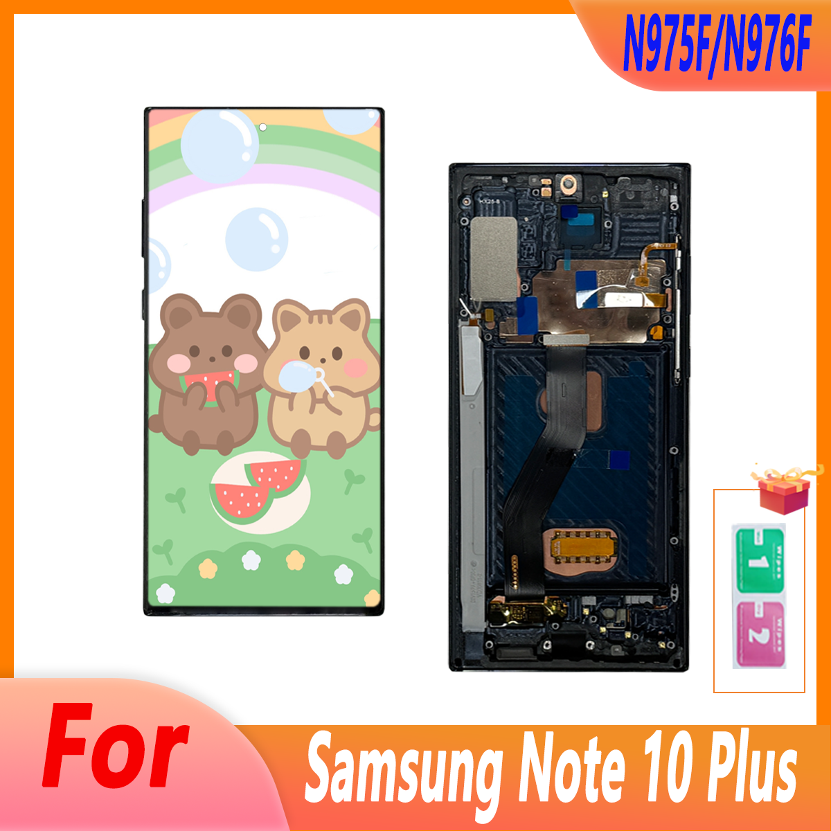 AAA Quality For Note 10 Plus LCD Display Touch Screen Digitizer For note10+ N975F/N976F with Frame Replacement Parts