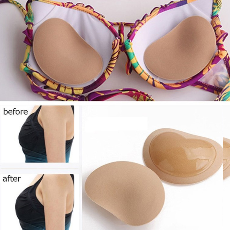 1 Pair Silicone Bikini Chest Pad Push Up Padded Bikinis Swimsuit Women Swimwear Female Thicker Breathable Sponge Bra Pad
