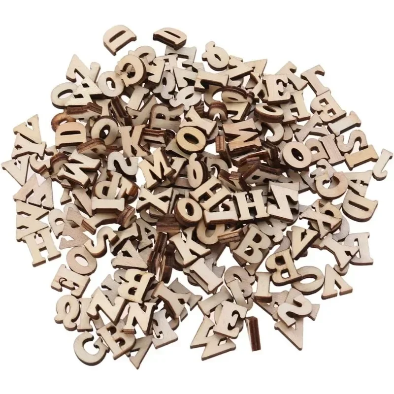 100pcs Craft Letters Small Wooden Alphabet Letters Unfinished Wood Letters Wood Pieces for Crafts Spelling Education Wood Crafts