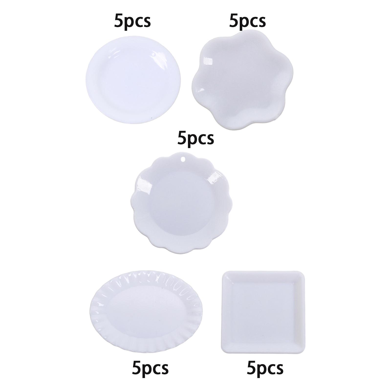 5Pcs 1:12 Dollhouse Miniature Dish Tray Model Photoprops Scenery Supplies Mini Plate Dishes Dessert Dish Mini Food Plates