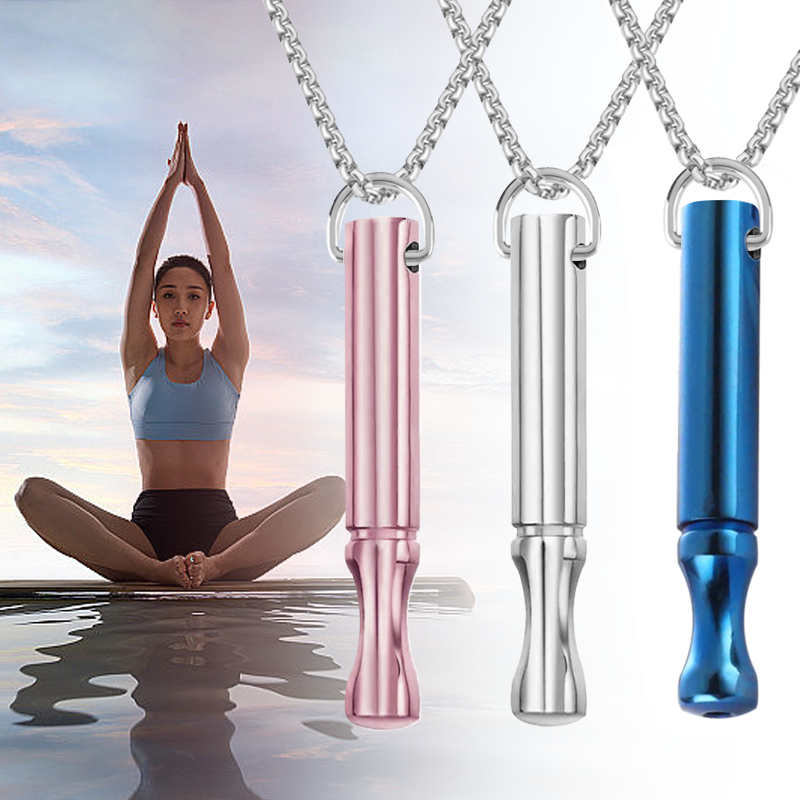 Mindfulness Breathing Necklace, Stress Relief, Aluminum alloy Necklace for Deep Breathing Reminder, Anxiety Reducer for Women Me