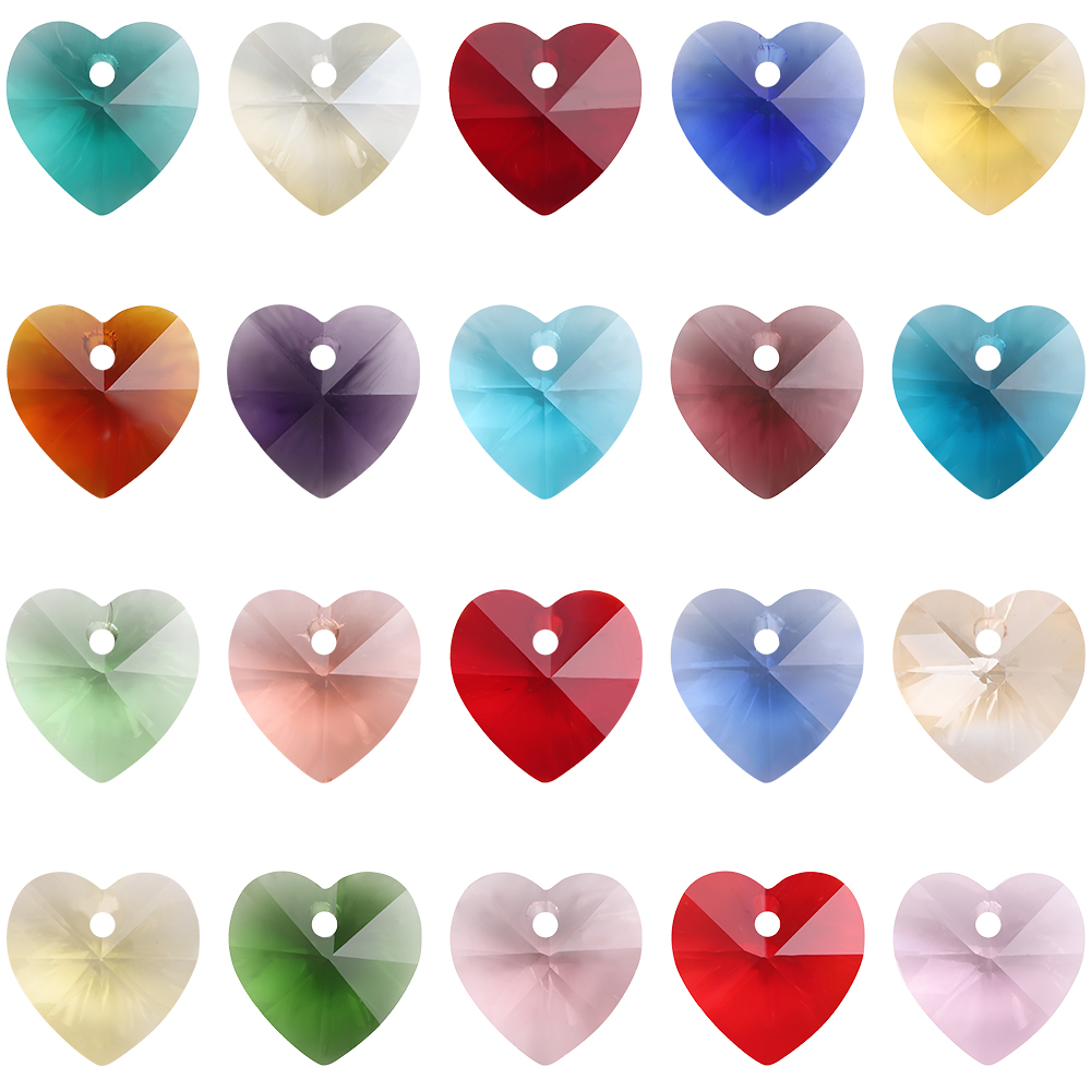 10/14mm Charms Glass Heart Faceted Beads Red Austria Crystal Love Pendants for Jewelry Accessories Earring DIY Making Needlewrok