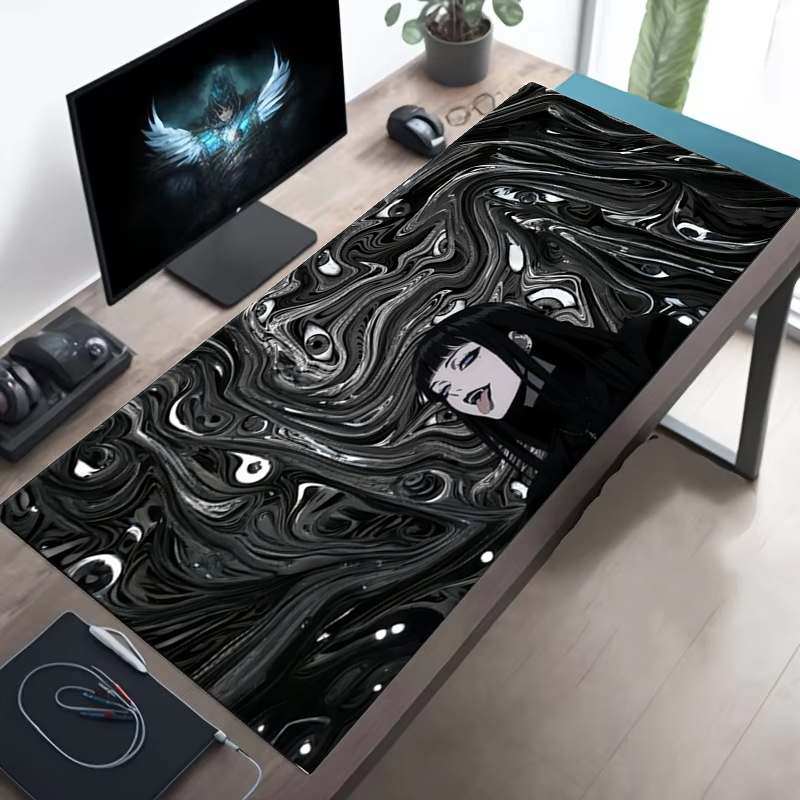 Evil Girl Devil Eye Gaming Mousepad XXL Keyboard Gamer Mouse Pad on The Table Speed Desk Mat Anime 900x400 800X300 big Mouse Mat dr. eyemo
