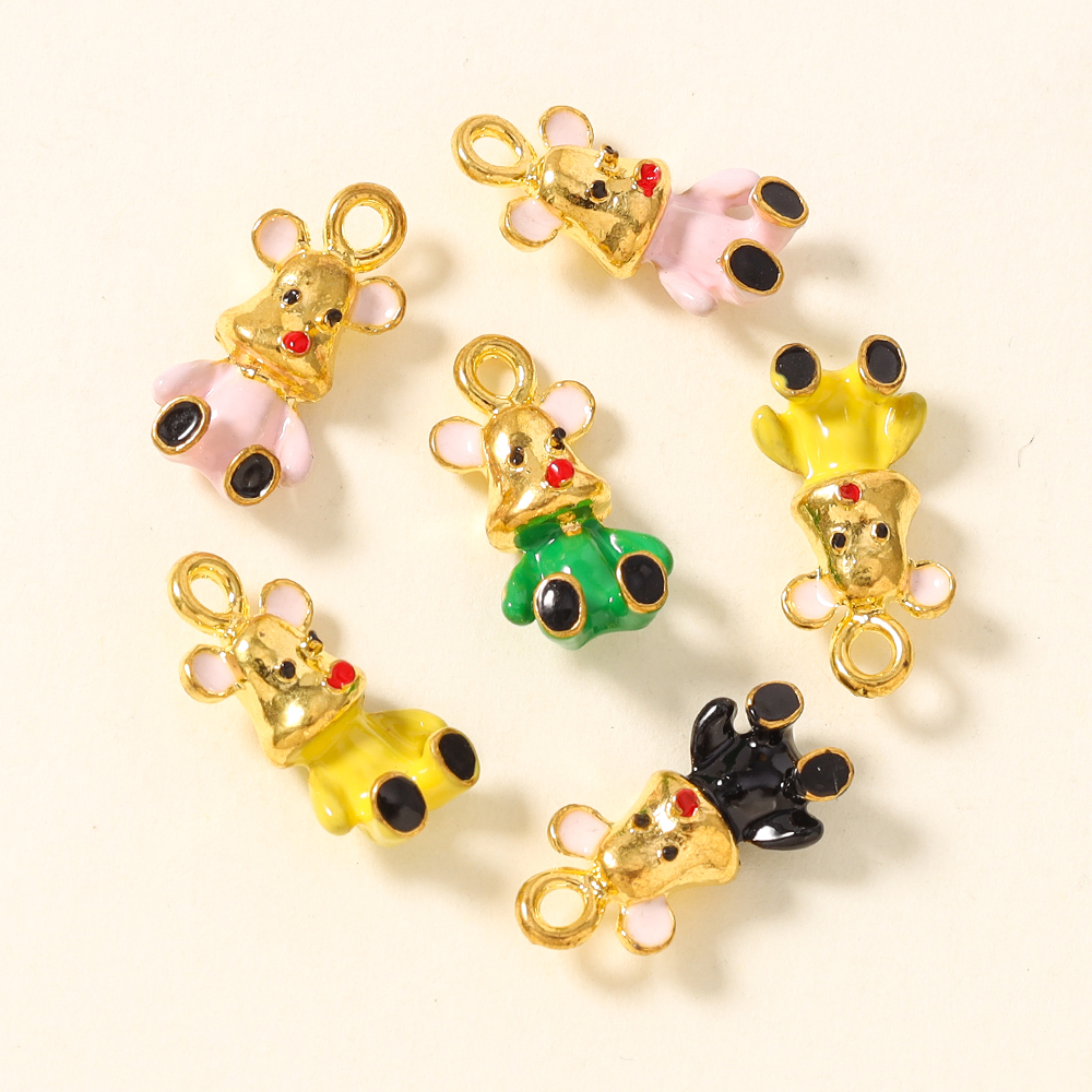 5pcs Cute Cartoon Creative Bear Charms for Earrings Handmade DIY Kawaii Animals Pendants for Women Girl Jewelry Making