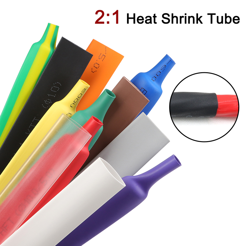 2m Heat Shrink Tube 12 colors Diameter 7 8 9 10 12 15 20 25 30 35 40 50 mm 2:1 Shrinkage Ratio Polyolefin Insulated Cable Sleeve