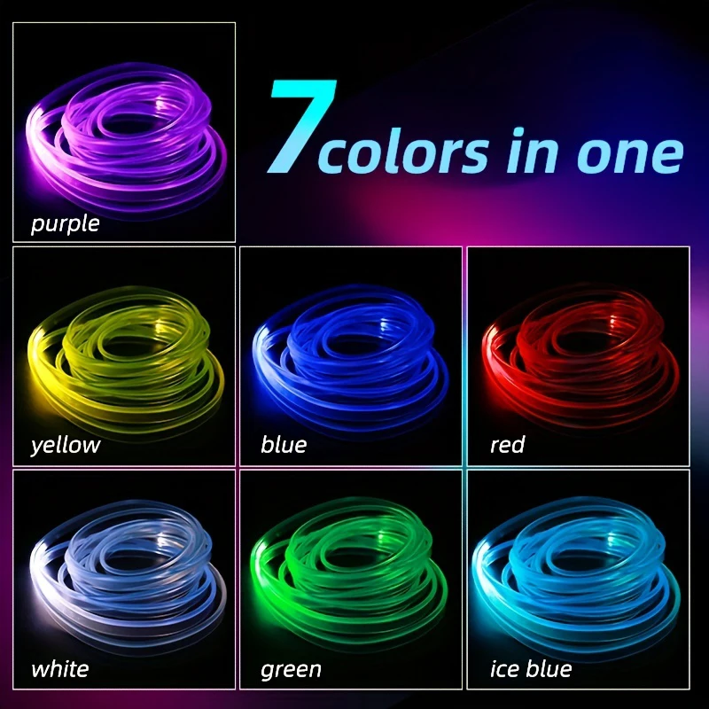 Car LED RGB Ambient Light Strip 1/3/5M Control USB Fiber Optic Neon Lamp Auto Interior LED Decoration Lights