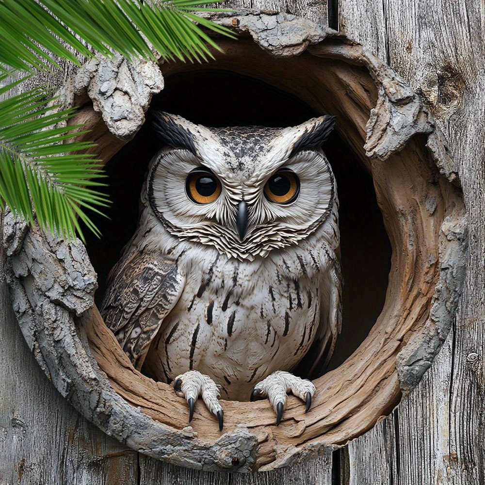Contemporary Owl Wall Theme Round Wooden Home Kitchen Garden Club Garage Office Wall Decor Ideal Holiday 8 inch