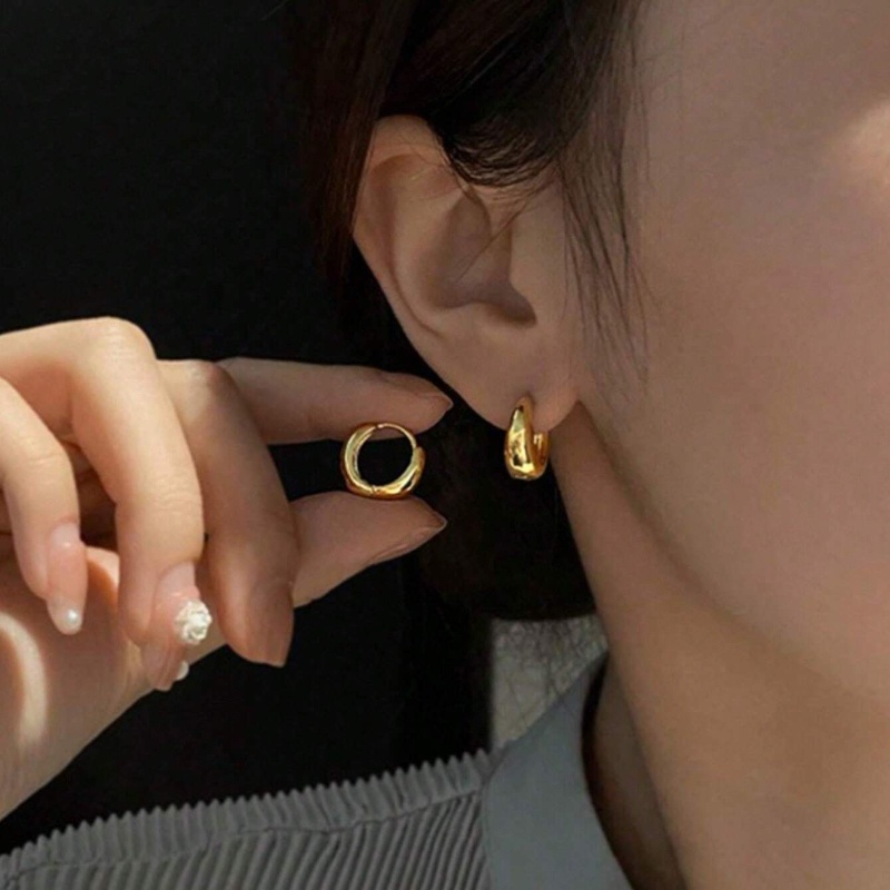 1 Pair Simple round Waterdrop Earrings Yellow Brass Material High-End Minimalist Chic Style Fashion Jewelry Accessory