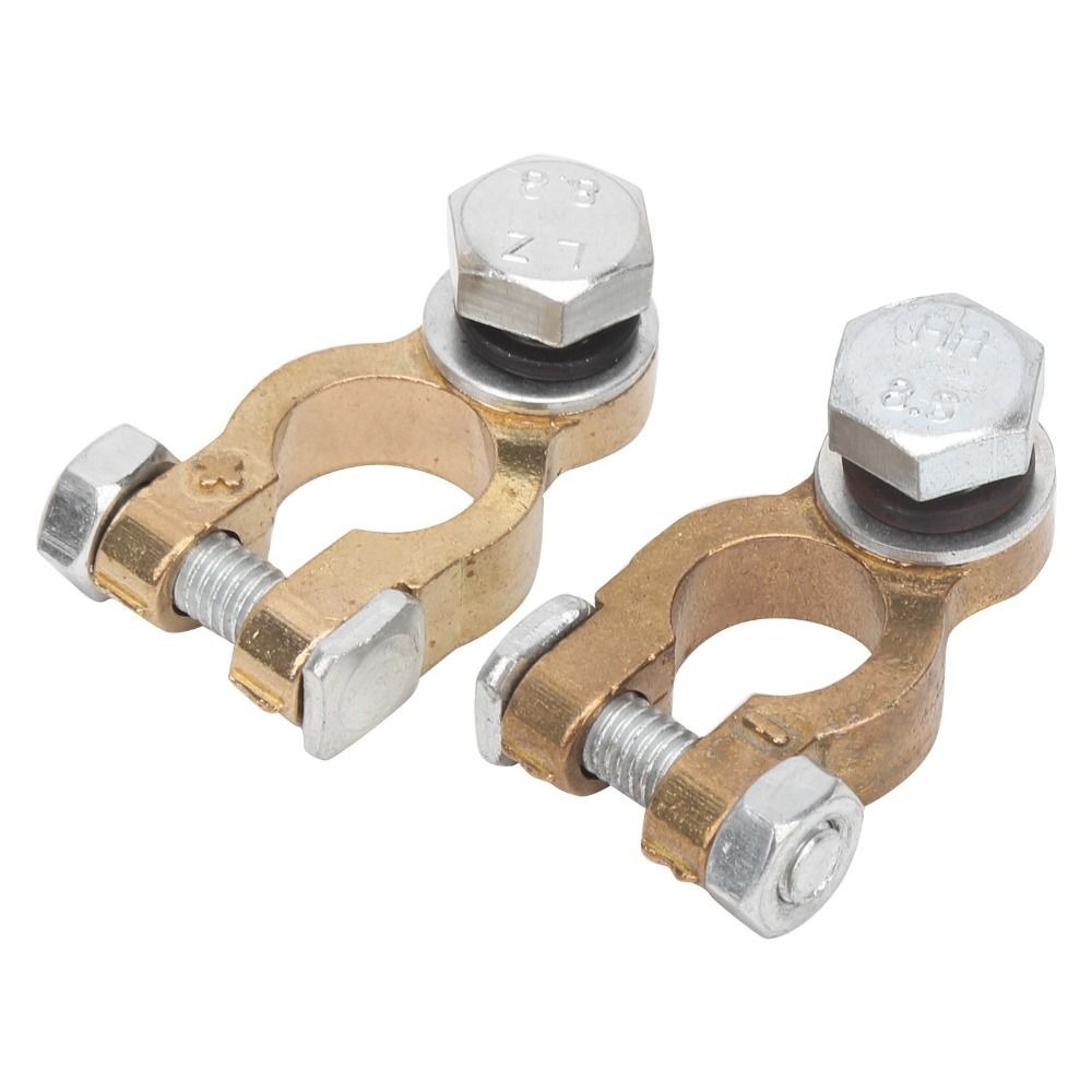 2PCS Pure Copper Battery Terminal Connectors Brass Heavy Duty Car Battery Terminal Clamps Secure Fit Alloy Top Post Connectors