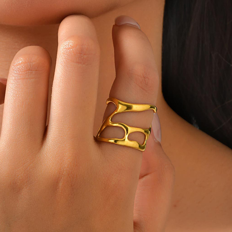 Stainless Steel Irregular Open Ring For Women Geometric Titanium Steel Metal Ring Simple Party Jewelry Trendy Accessories
