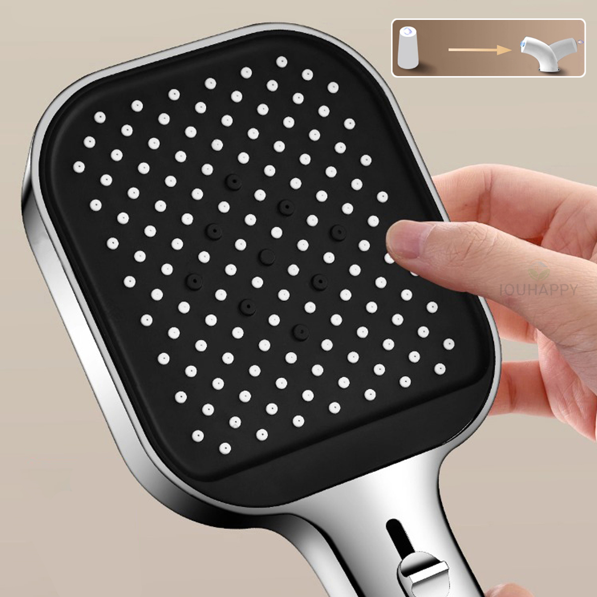 7 Speed Modes Adjustable Shower Head Handheld High Pressure Shower Head with Multifunctional Button Bathroom Accessories