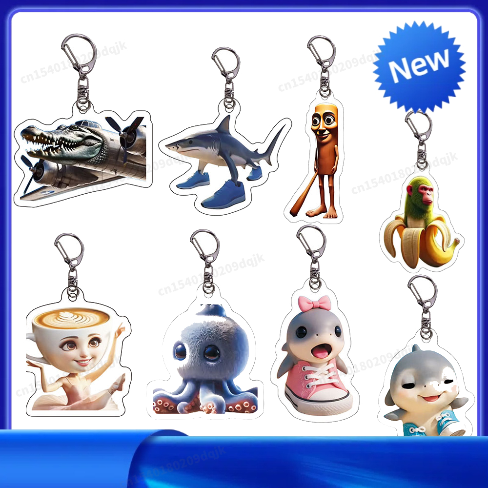 Tralalero Tralala Tung Tung Tung Sahur Brr Brr Patapim Meme Funny Italian Brain Rot Animals Acrylic Keychains Gift DIY Pendant pen gpt