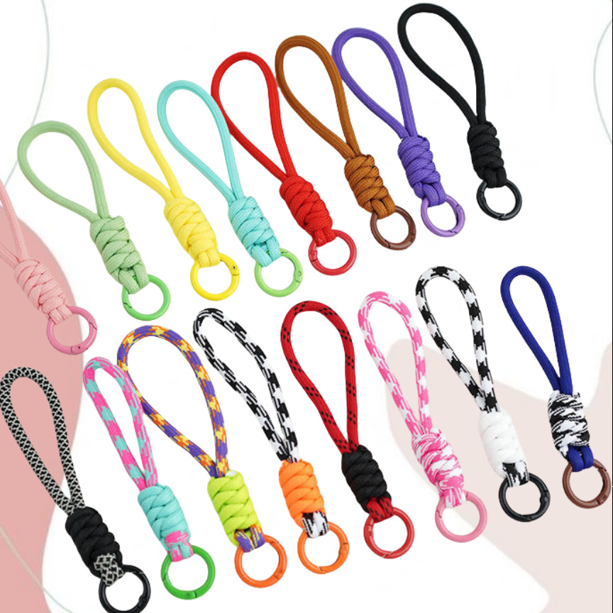 Colorful Braided Lanyard Keychain Unisex Anti-Lost Wrist Strap Paracord With Key Ring For Phone Camera U Disk Bottle Accessories