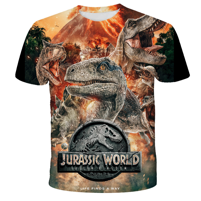 2024 Summer Children 3D Cartoon T-shirt for Boy Animal Printing Dinosaur Shark Boys T Shirt Girls Tops Tees Cartoon Kids Clothes