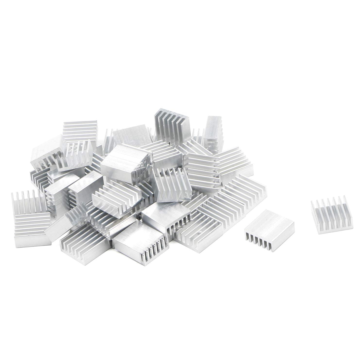 10pcs 14mm Aluminum Heatsink Kit 14x14x6mm Adhesive Tape Mini Cooler Fins Heat Sink for Cooling VRM IC Chips VRAM VGA RAM
