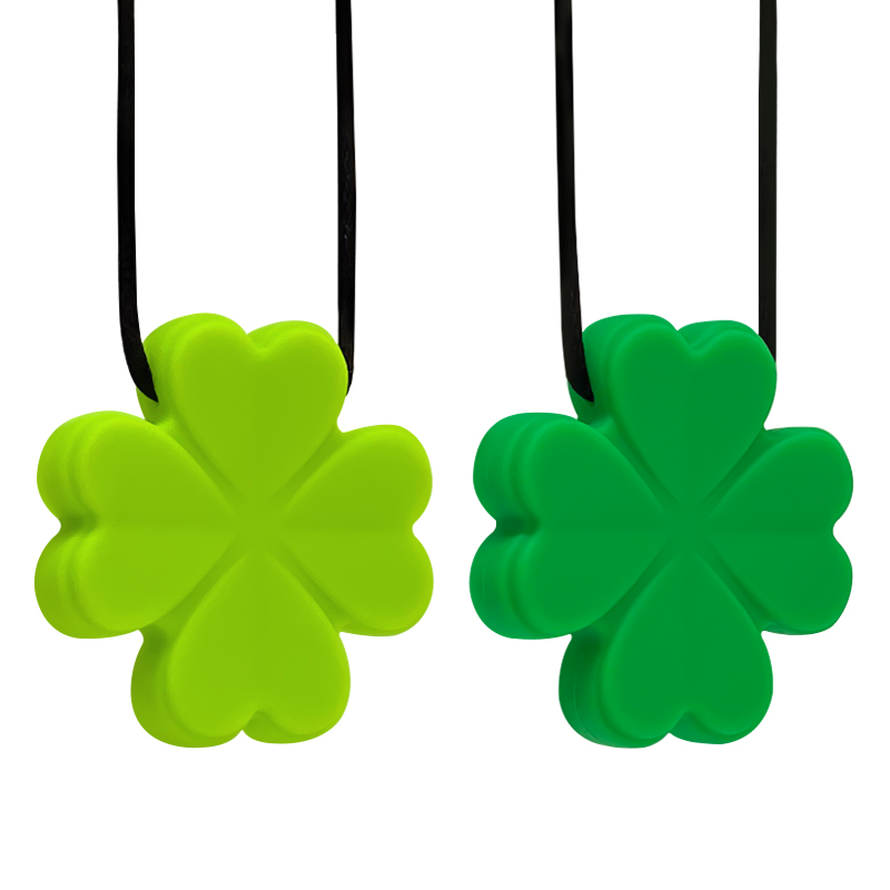 1Pcs New Silicone Four-Leaf Clover Pendant Baby Teething Necklace Teether Autism Sensory Chewing