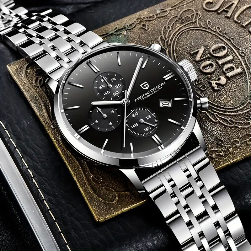 PAGANI DESIGN New 1795 Quartz Watch 40mm Men Wristwatch Stainless Steel 100M Waterproof Watch Multifunctional Watch for Men