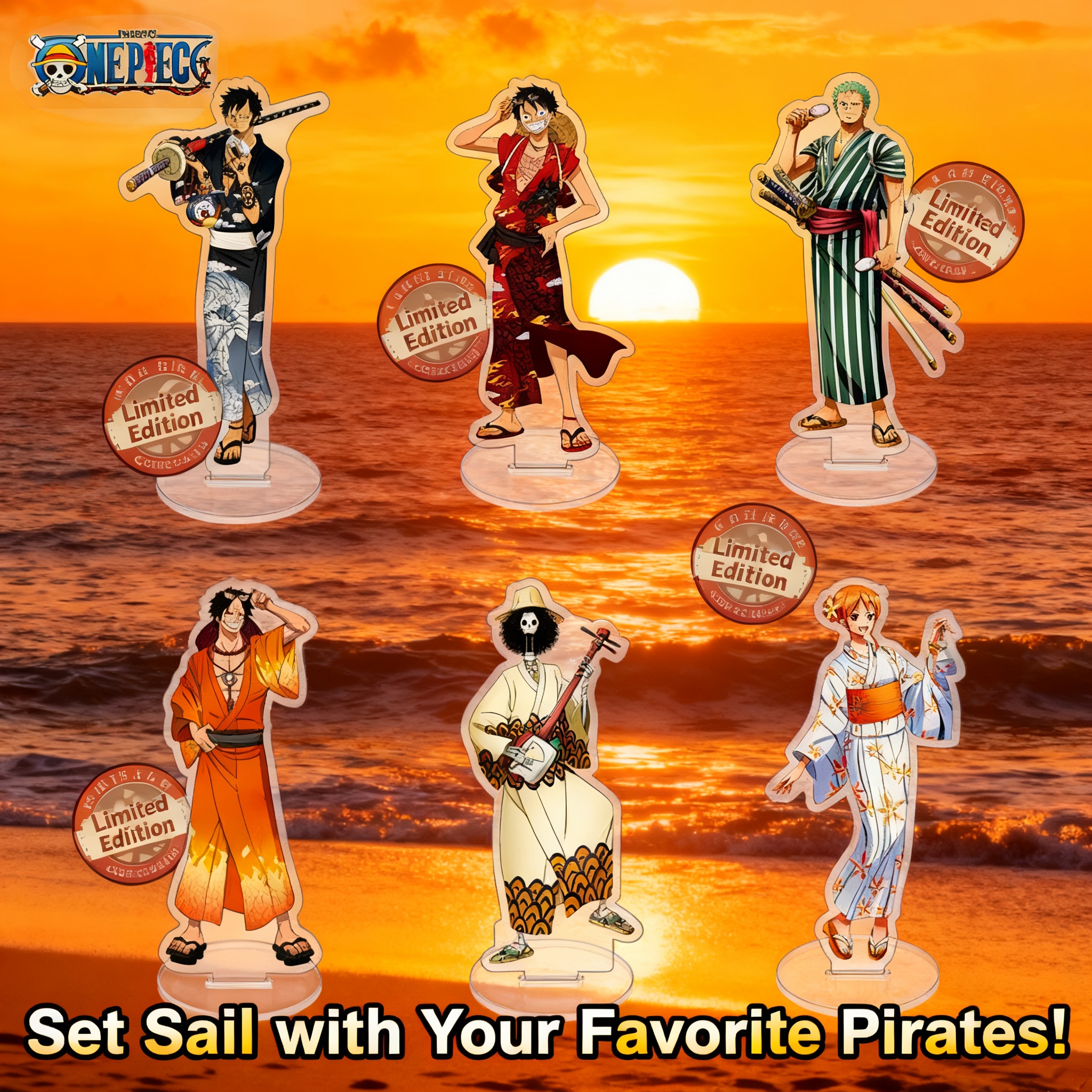 Anime Acrylic Stand Figure One Piece Monkey D Luffy Roronoa Zoro Large Acrylic Standee Merchandise Collectible for Fans