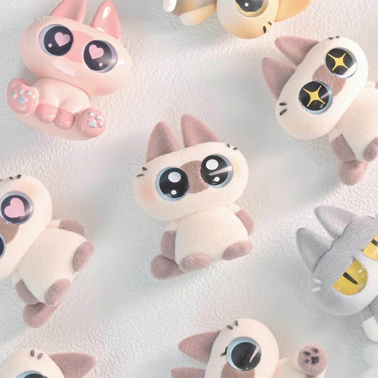 Authentic Cute Siamese Cat Plush Doll Set PVC Model Fashion Desktop Decoration Crafts Toy Surprise Birthday