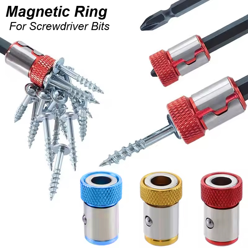 1/3PC Universal 1/4 Batch Head Colored Magnetic Coil Metal Screwdriver Head Positioning Magnetizer Electric Tool Accessory Set