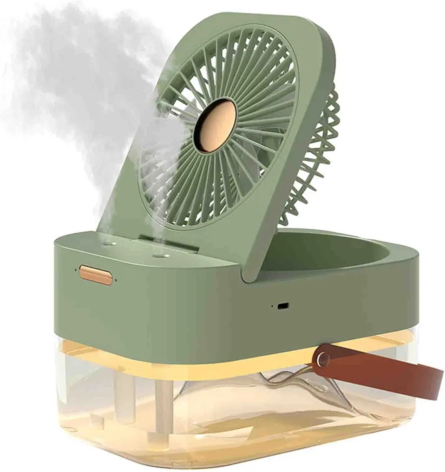 Portable Air Conditioner Fan, Mini Personal Evaporative Air Cooler with 3 Speeds, LED Light, Timing Functio, 3 IN 1 Personal Table Air Conditioner Fan For Room, Camping, Car and Office