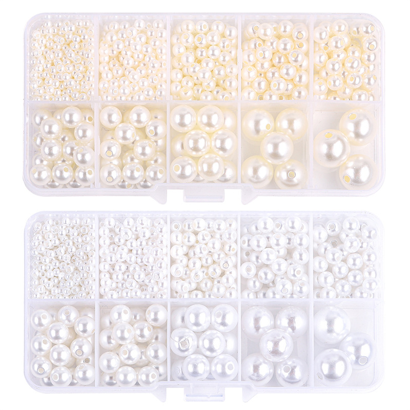 About 800pcs ABS Pearl Set Box Beads DIY Handmade Earrings, Bracelets, Necklaces, Mobile Phone Chains and Decorations