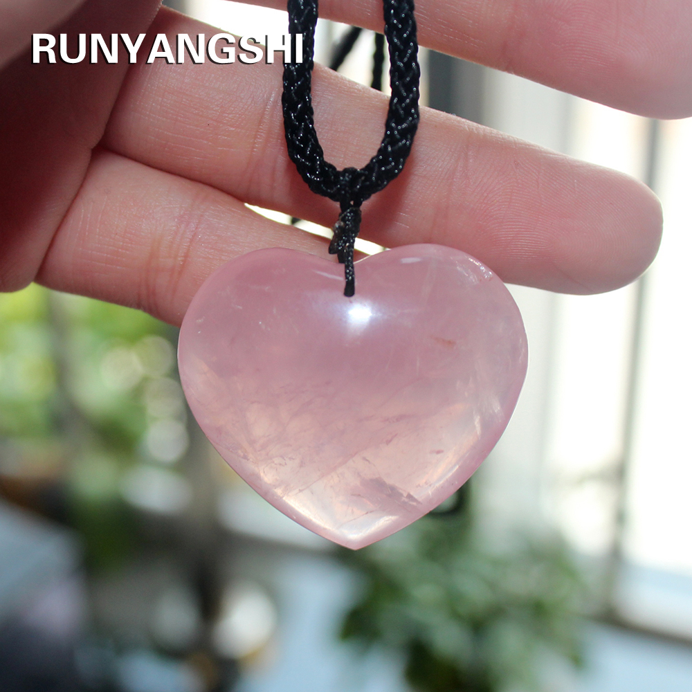 Natural Agates Heart Shape Love Quartz Crystal Pendant Crystal Amethysts Healing Gemstone Necklace Women Charm Men Jewelry