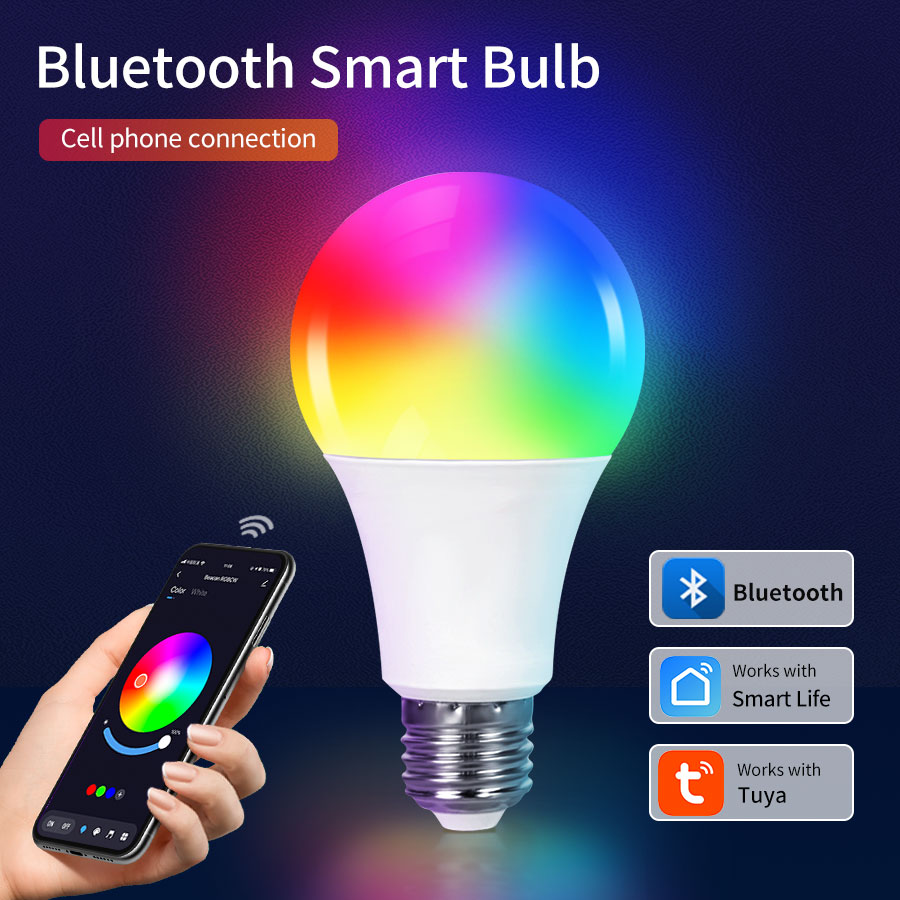 Tuya E27 LED Lamp App Control Bluetooth /WiFi LED Light Bulbs 15W RGB CW WW Smart Bulb Works With Alexa Assistant
