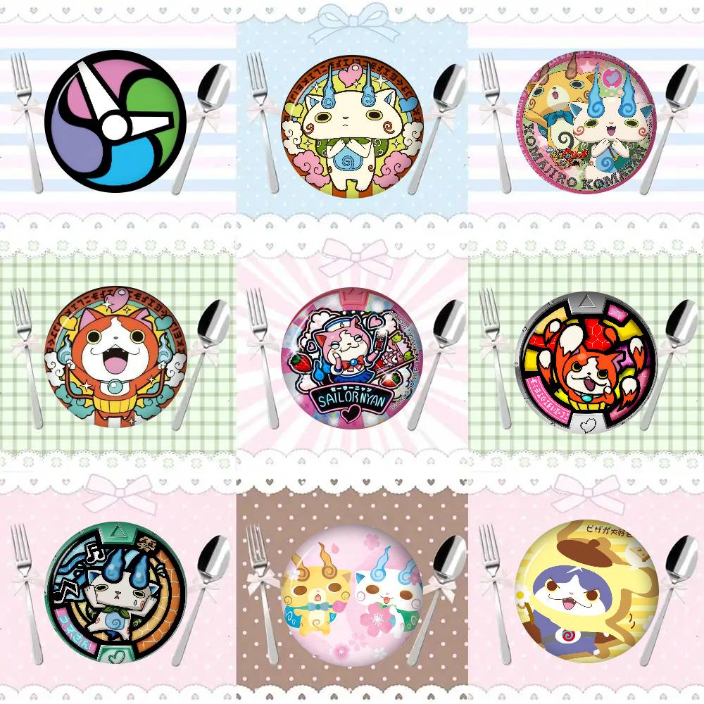 Cartoon Brooches Anime Badge Round Handmade Brooch Lapel Pins Jewelry For Backpack Clothes Anime Yokai Cute Watch