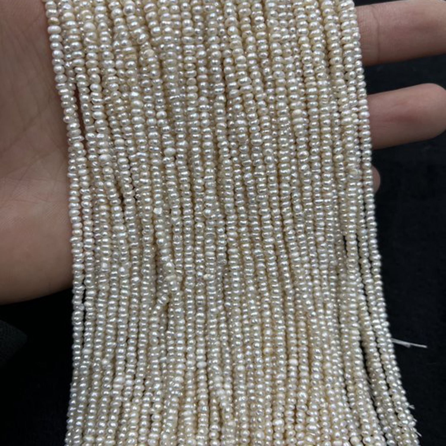 2-3mm Round Flat Natural Freshwater Pearl High Quality Caterpillar Spacer Bead Jewelry Make DIY Necklace Bracelet Women Premiu