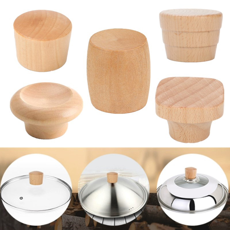 Solid Wood Lid Handle Pot Lid Wood Knob Pan Lid Holding Handle Universal Kitchen Cookware Lid Replace Knob Cookware Accessories