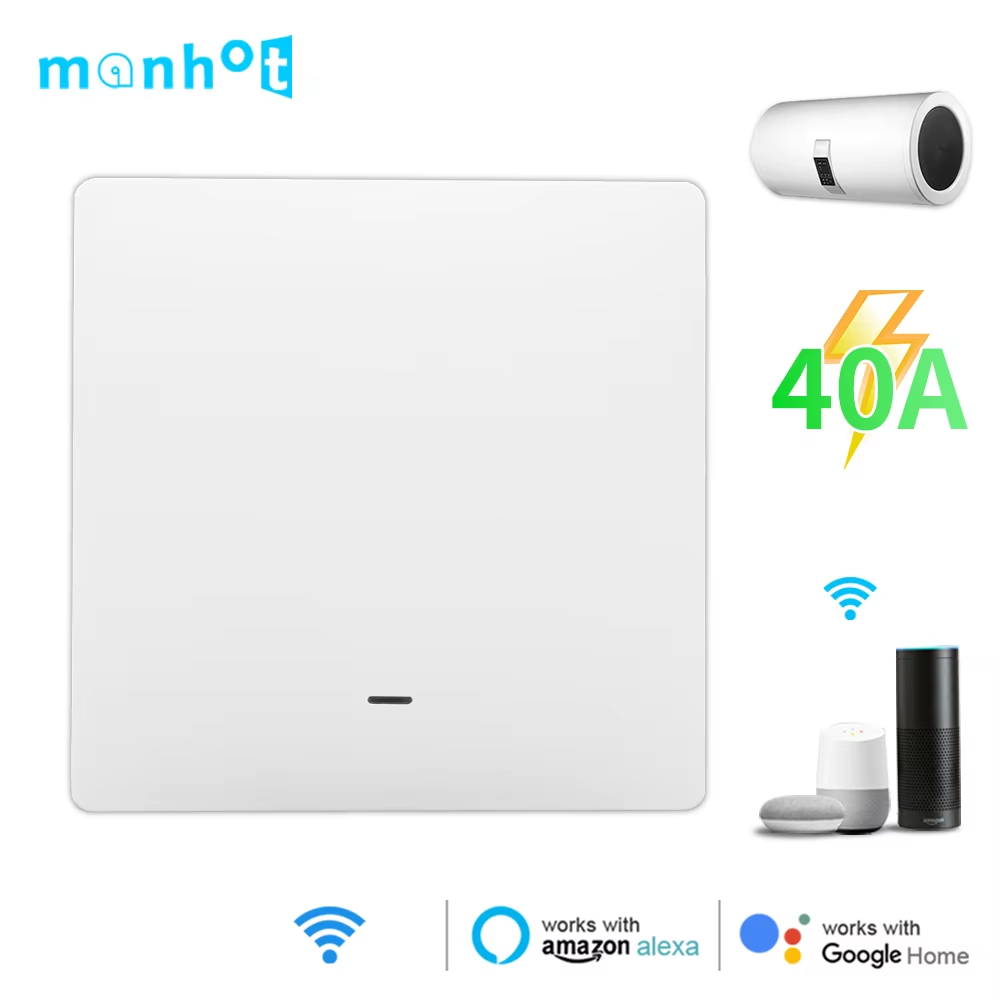 MANHOT 40A Smart Wifi Water Heater Boiler Touch Switch EU Water Heater Switch Voice Contorl For Tuya Alexa Home