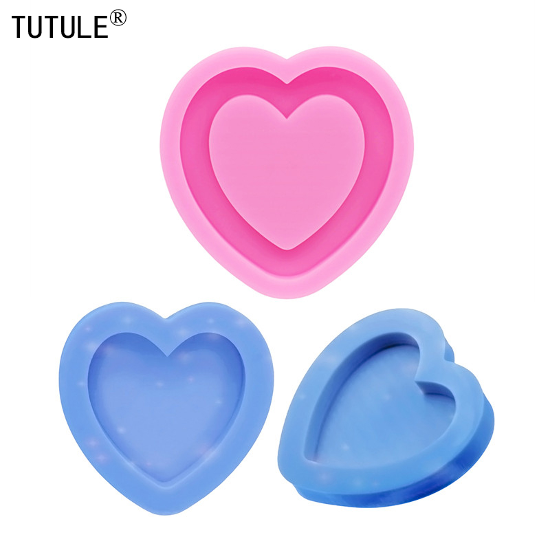 The inside 1cm size is deep Shiny Heart shaped Kawaii Shaker Silicone Mold jewelry Resin Polymer Clay Mold Cake Silicone Mold