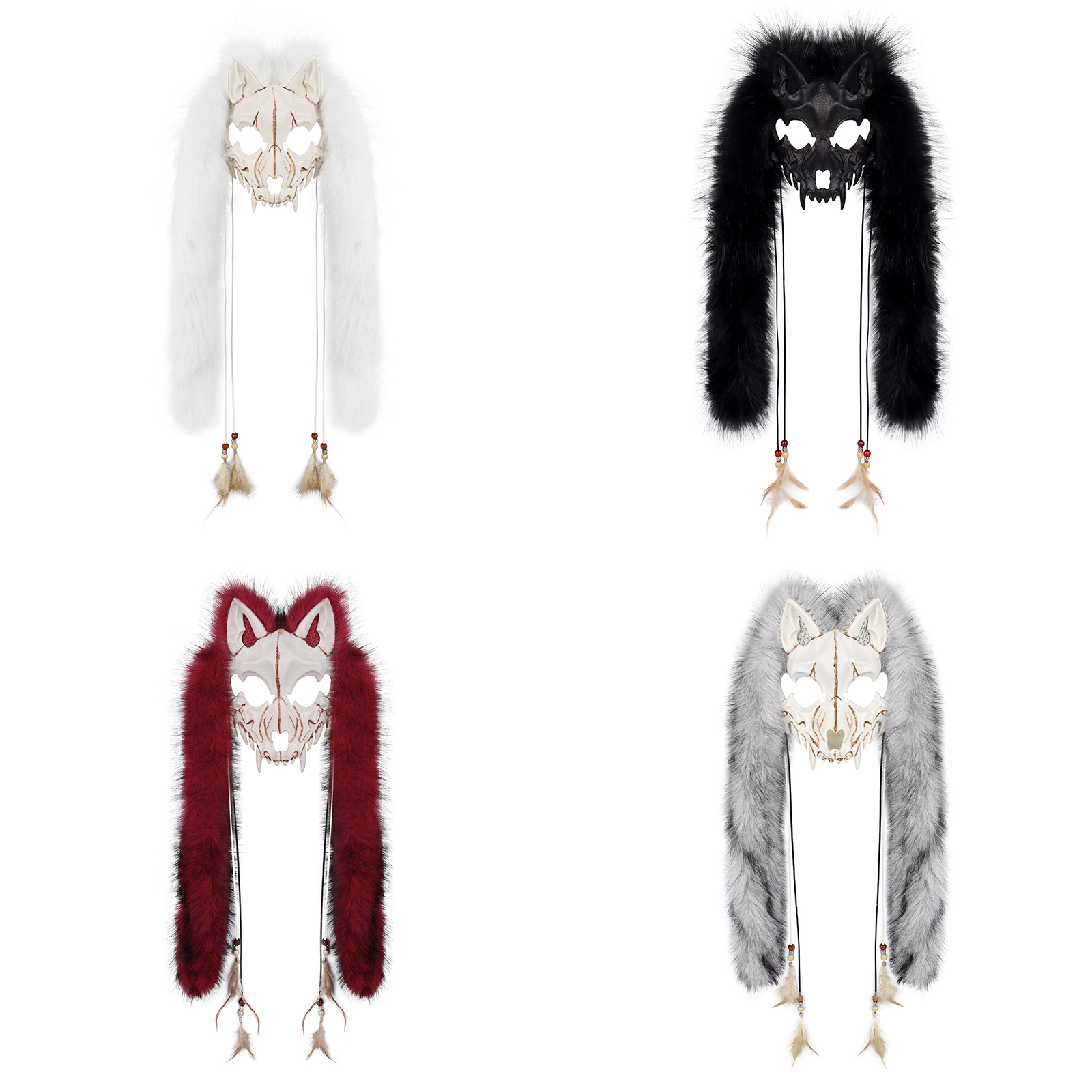 Faux Fur Furry Werewolf Mask Viking Costume Accessory for Carnival Cosplay Themed Parties