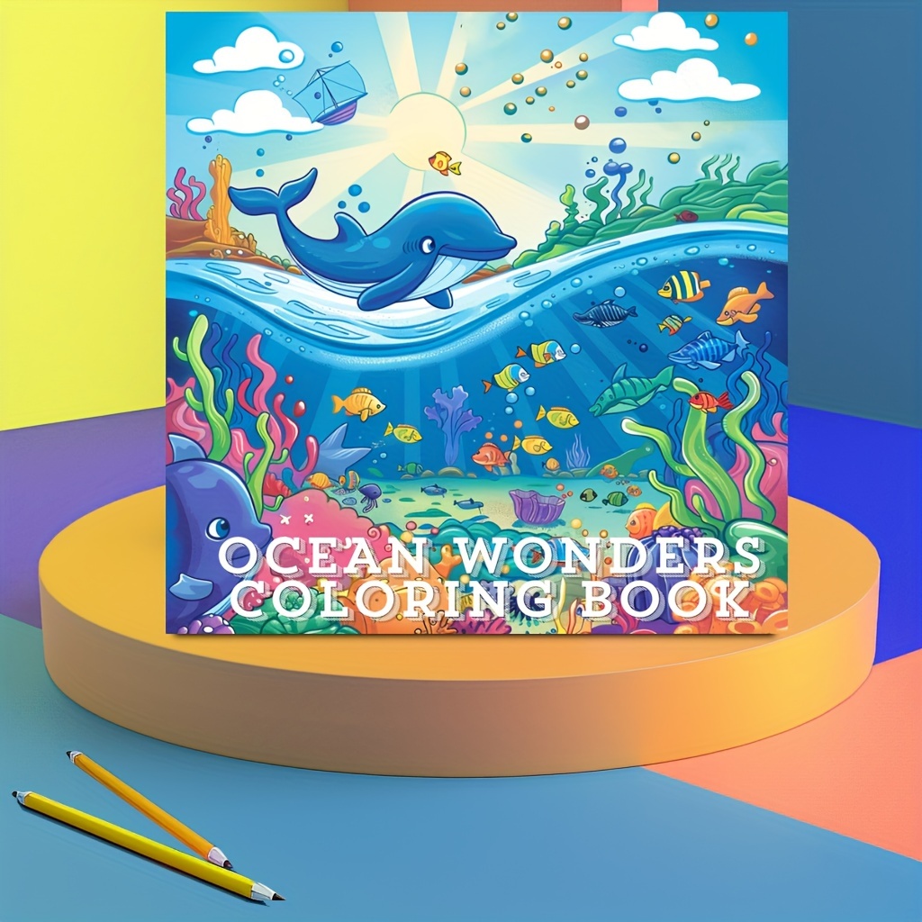 1pc, Ocean Animals Coloring Book for Stress Reduction 20x20cm | Colouring Book for Stress Relief &ing, Drawing