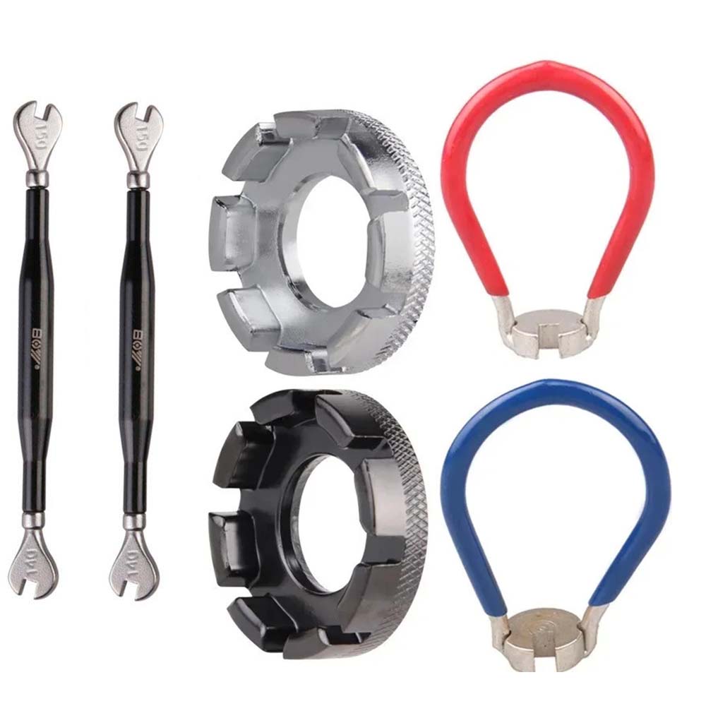 Mountain Bike Spoke Wrench Set 8 Sizes in Chrome- Steel Wheel Rim Truing Tool Kit for Bicycle Repairing