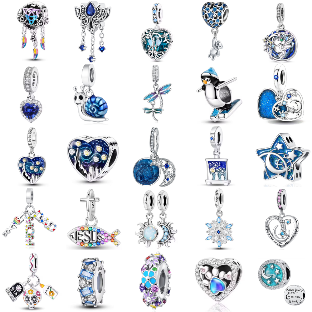 2026 New S925 Sun Moon Starry Sky Penguin Snail Bead Pendant Fit Original Bracelet DIY Accessories High Charm Jewelry
