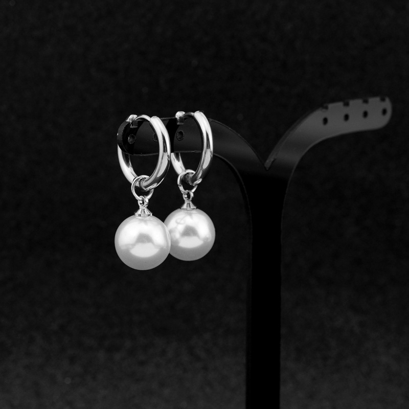1Pair New In Fashion Elegant Imitation Pearl Dangle Earrings Titanium steel No Piercing Earrings For Women Men Pendient Ear Stud pen gpt