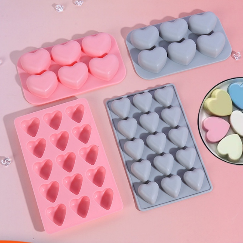 15 Cavities Love Shape Silicone Baking Mold DIY Heart Chocolate Ice Making Set Cake Decor Valentine's Day Soap Candle Mould