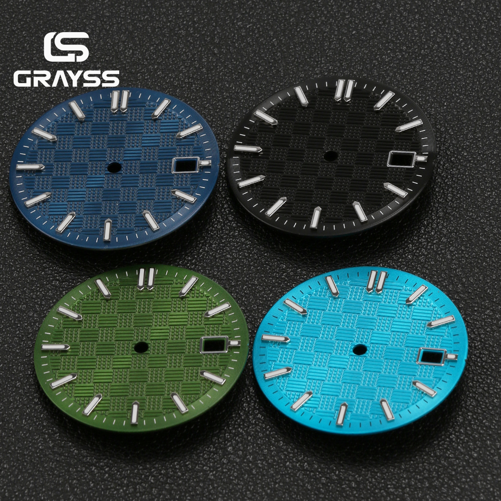 Sterile 31mm Watch Dial Ice Blue/Green/Black Engineer Style Watch Accessories 3D Pattern True Nail Stainless Steel Watch
